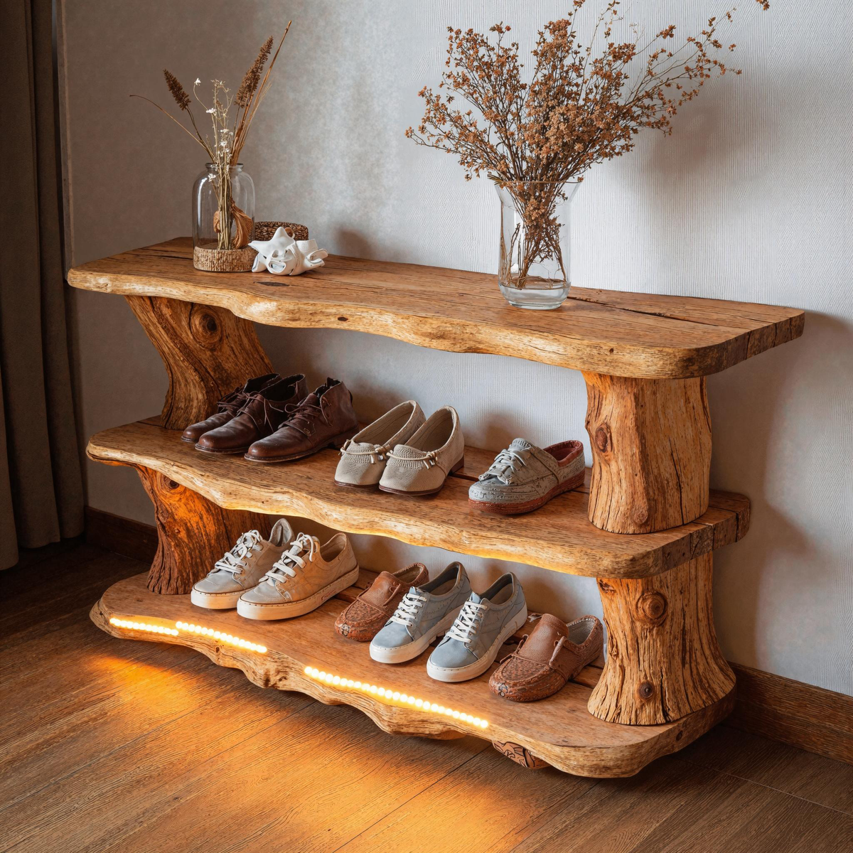 Handmade Wooden Shoe Storage Bench For Small Spaces SILDTSHB010