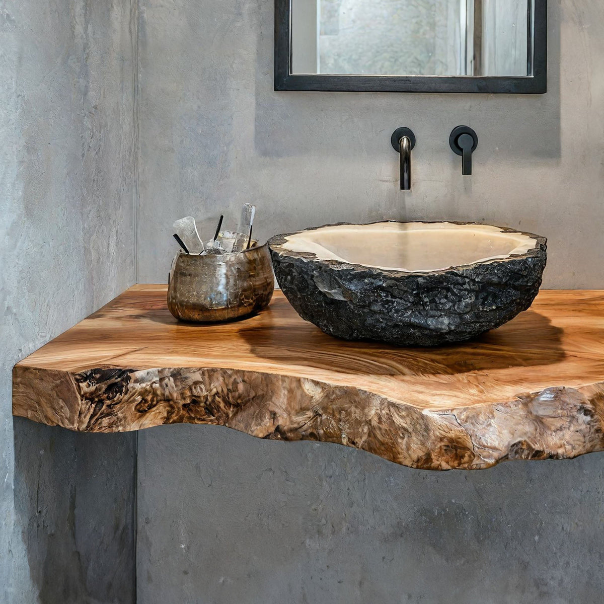 Handcrafted Solid Wood Vanity Unique Bathroom SILDTBRV201