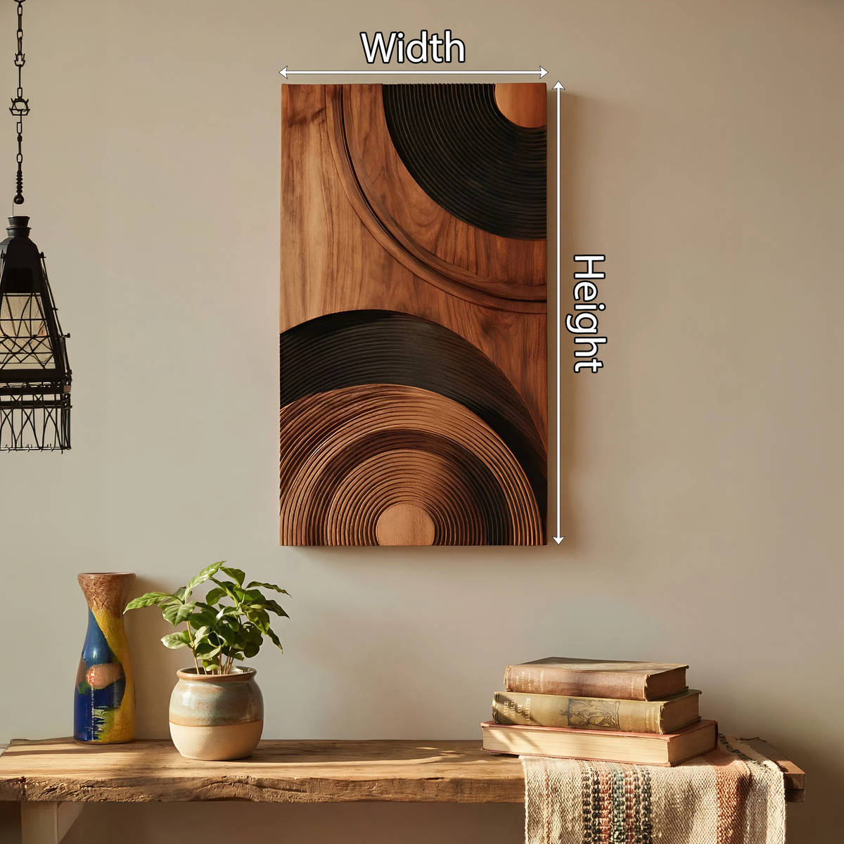 Mid Century Abstract Wood Wall Decor, Handcrafted Geometric Wooden Sculpture Panel for Modern Living Room & Entryway Accent, SILDTTNWA062