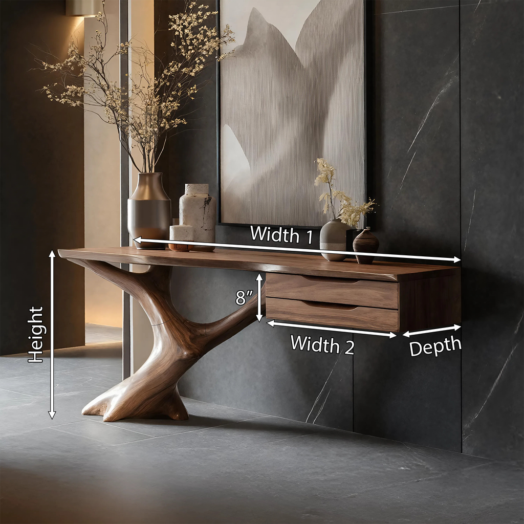 Handcrafted Wooden Console Table, Rustic Solid Wood Entryway Sofa Table, Modern Foyer Hallway Accent Furniture with Slim Base, SILDTTNCS016