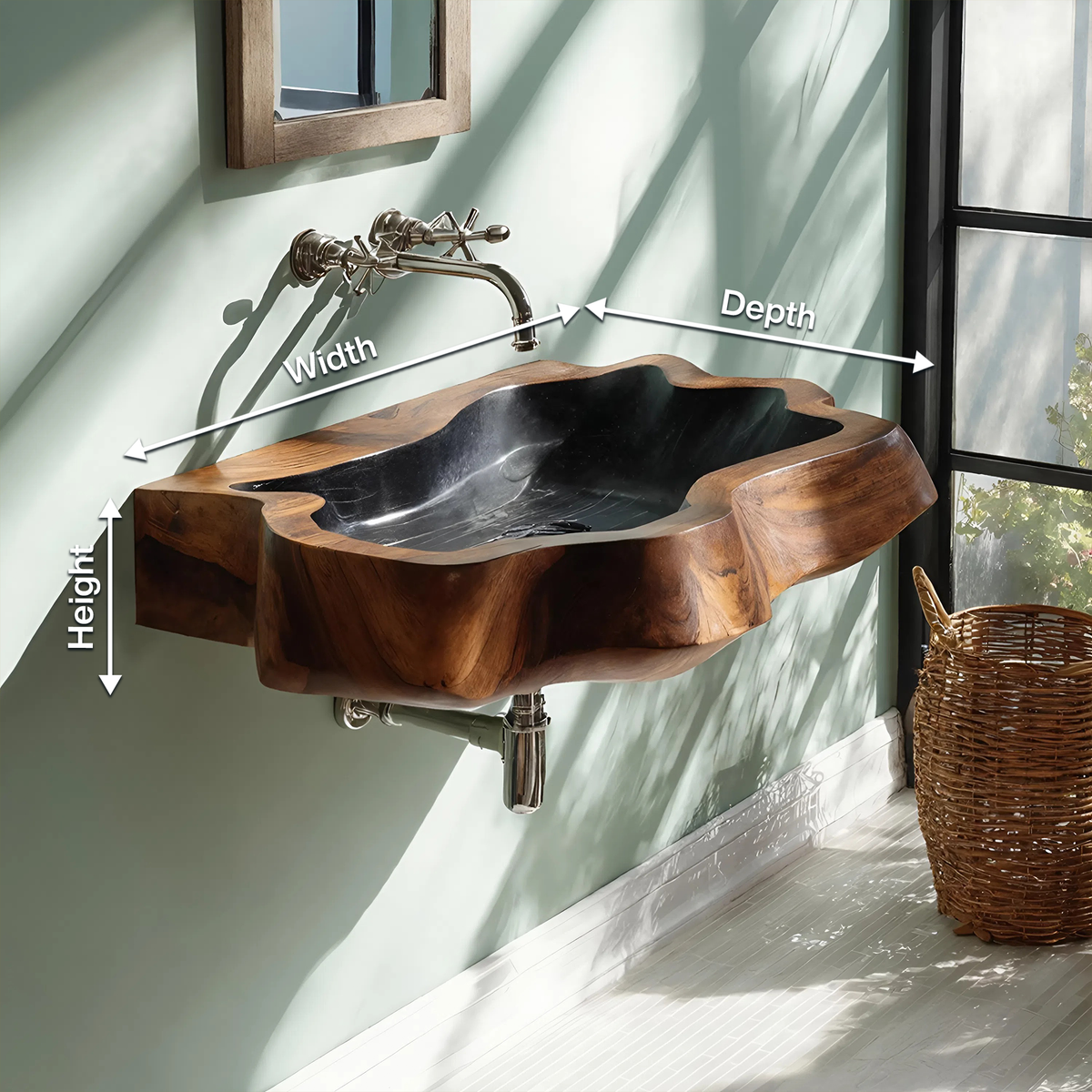 Farmhouse Wall Mounted Wooden Bathroom Sink For Classic Bathroom Design SILDTTNVS042