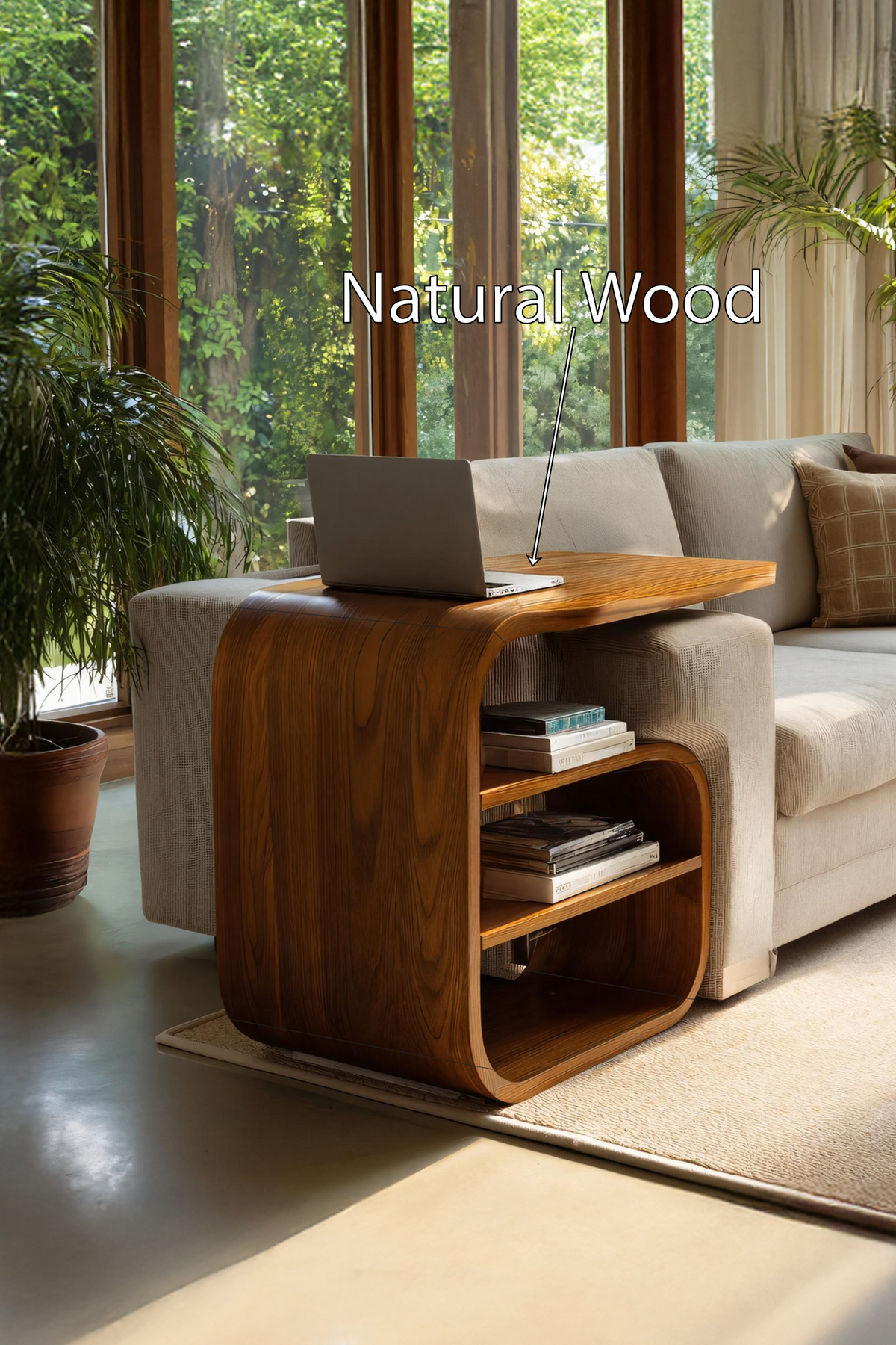 Handcrafted Wooden Side Table, Solid Wood End Nightstand Table with Pedestal Base for Modern Living Room Entryway & Bedroom Decor, SILDTTRSTA012