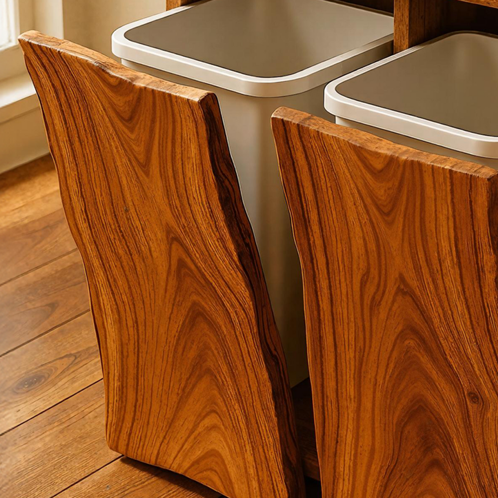 Farmhouse Wooden Double Tilt Out Garbage Bin For Dining Room Corner SILDTTRB002