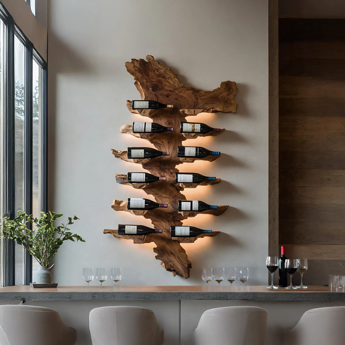Handcrafted Live Edge Wine Holder For Luxury Furniture Decor SILDTTRWH044