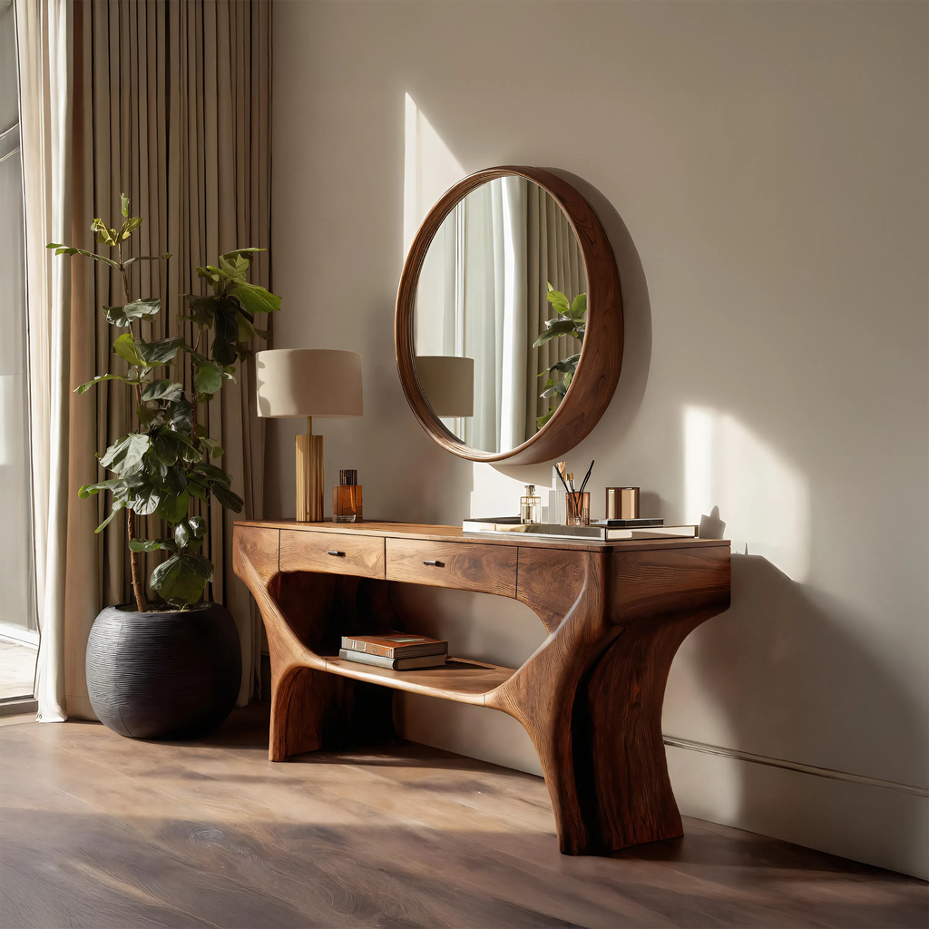 Artistic Handmade Vanity Table With Drawers For Bedroom SITHTTMV002