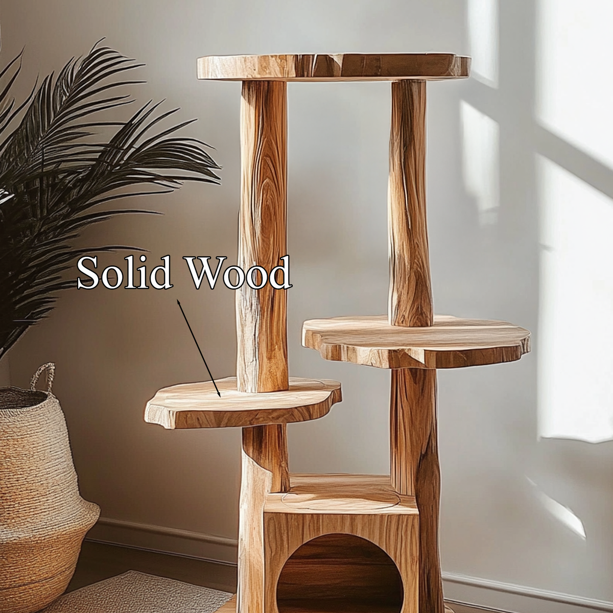 Cat Tree Custom Design Solid Wood Rustic Design Decor Living Room Gift SINLTT018