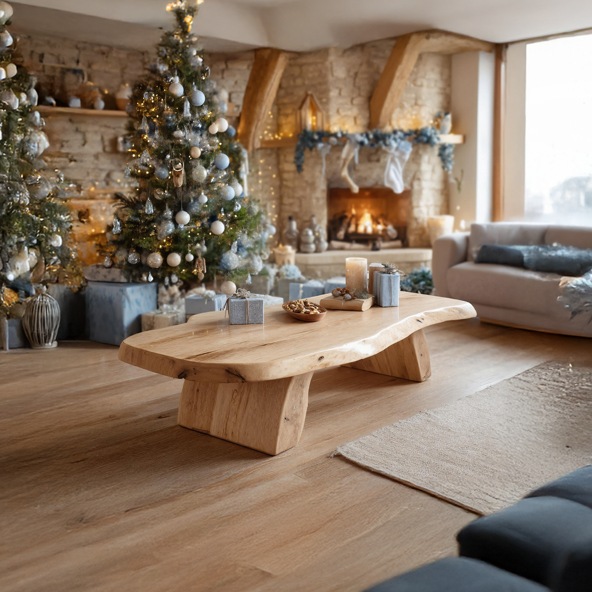 Handcrafted Modern Coffee Table Solid Wood For Christmas Living Room SILDTTRCCF029