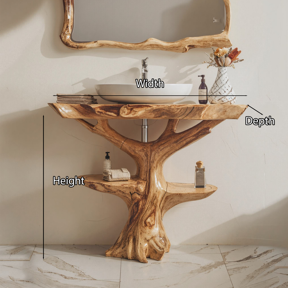 Handcrafted Wood Vanity Bathroom SILDTBRV007