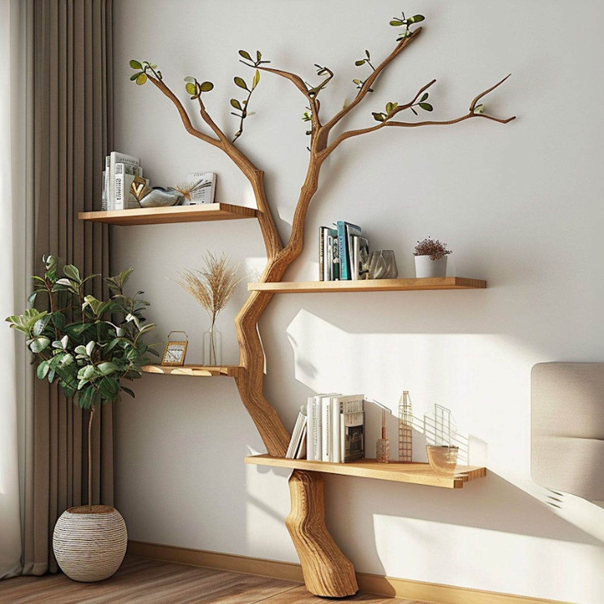 Custom Tree Branch Floating Shelves Bookcase SINLTB038
