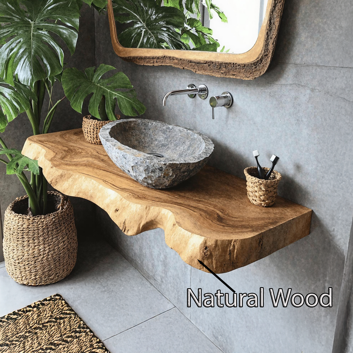 Farmhouse Wooden Floating Vanity For Furniture Decor SILDTBRV189