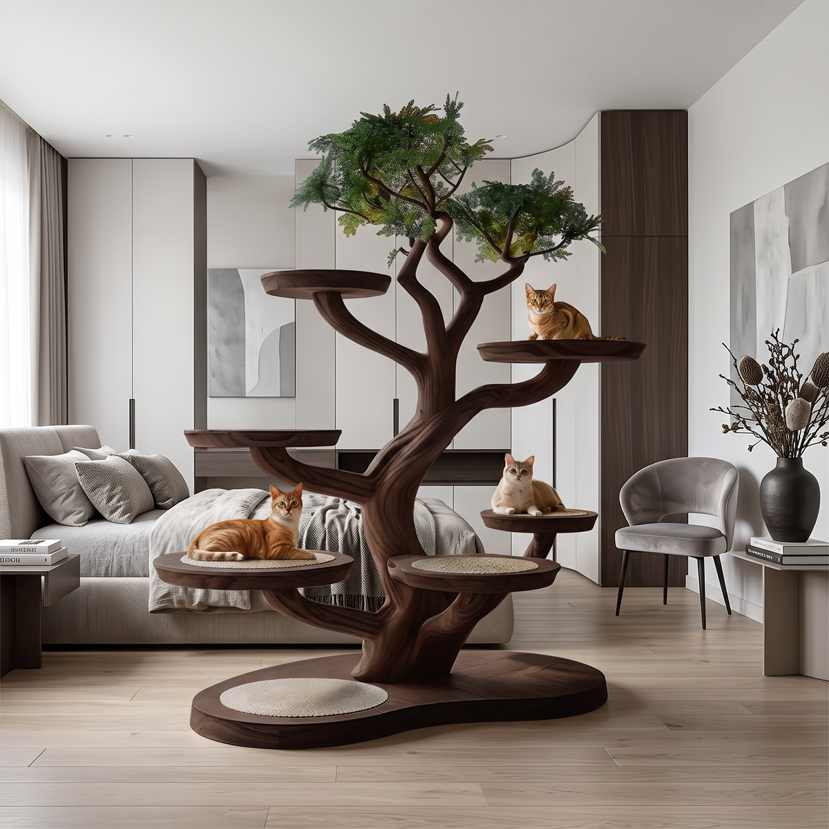Cat Shelf Wall Natural Living Room Decor room Perfect Pet Gift SINLSATT022