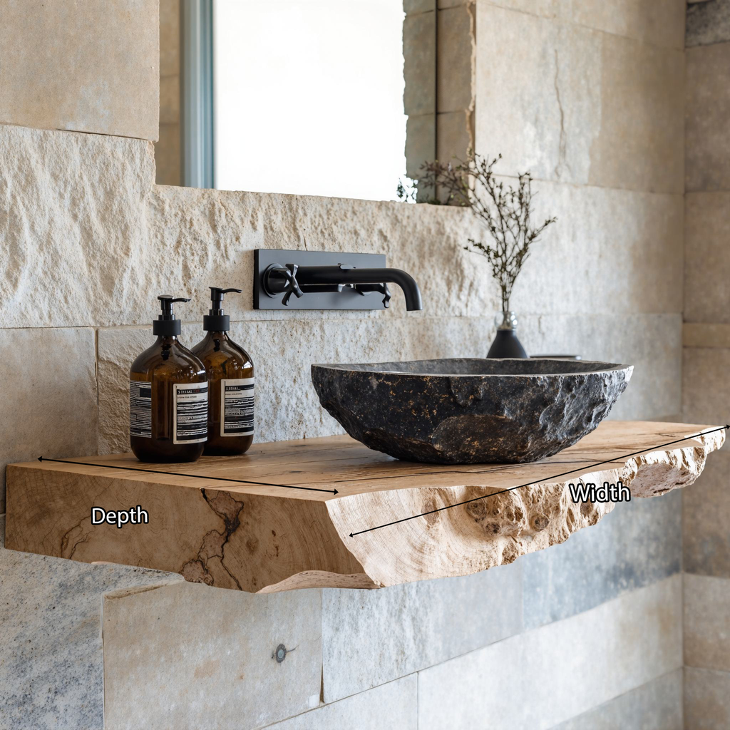 Handcrafted Bathroom Wooden Shelf SILDTBRV047