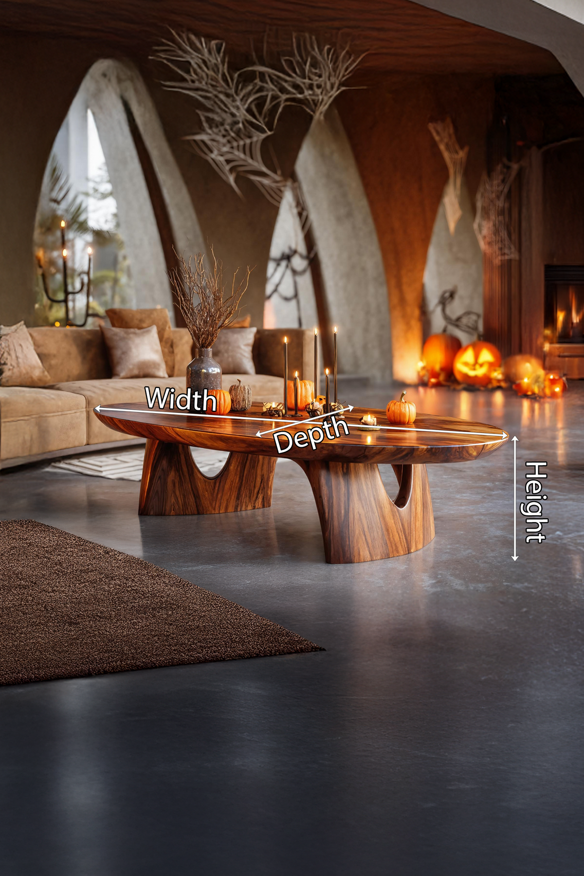 Handcrafted Solid Wood Coffee Table Livingroom Decor Haunted Charm SILDTTNHCF011
