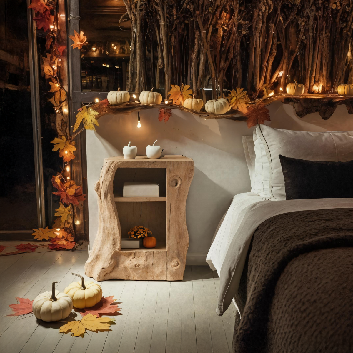 Handcrafted Solid Wood Nightstand For Bedroom Halloween Furniture SILDTTNHN002