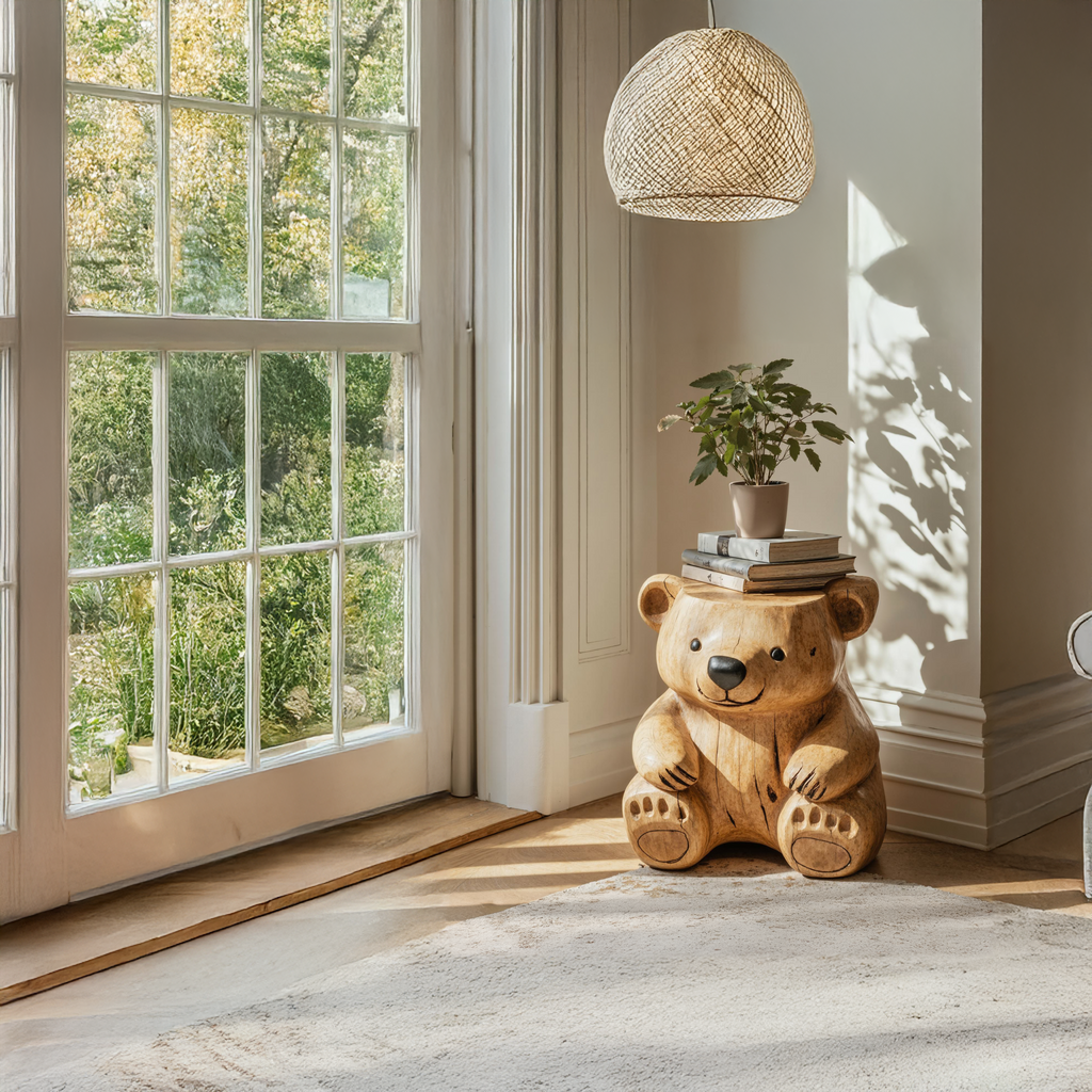 Handmade Wood Bear End Table Side Table SILDTEN081