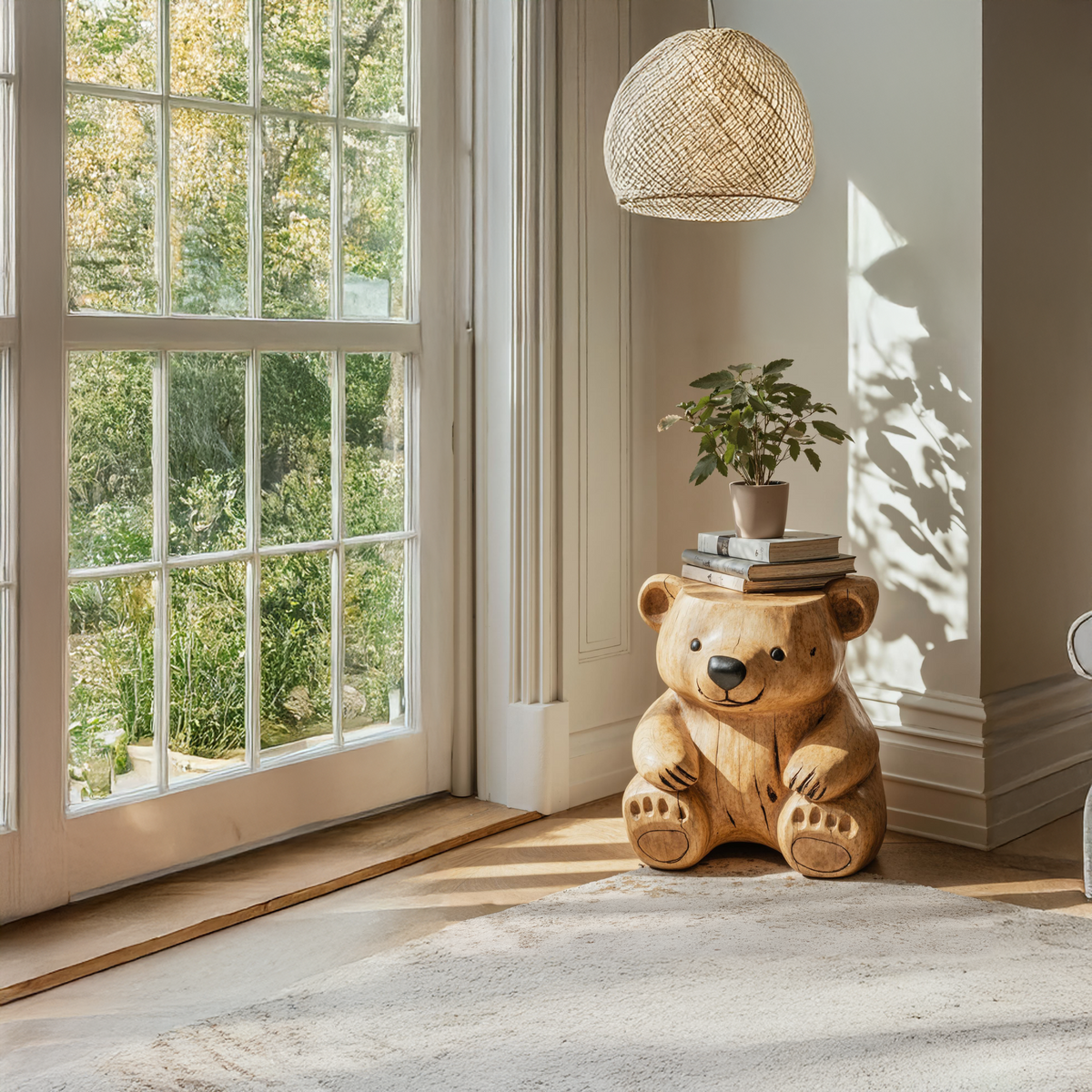 Handmade Wood Bear End Table Side Table SILDTEN081