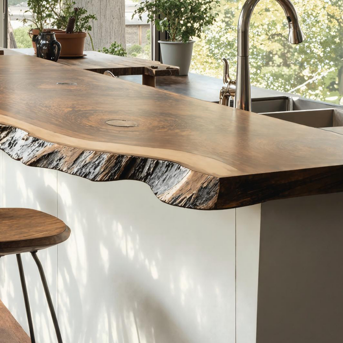 Farmhouse Wooden Kitchen Countertop For Beautiful Kitchen Ambiance SILDTKCT011