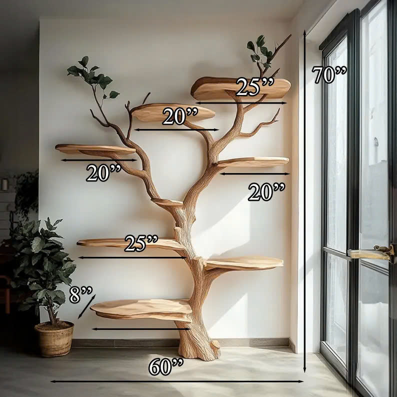 Handmade Wooden Cat Tree Modern Large Climbing Tree Unique SINLTT013