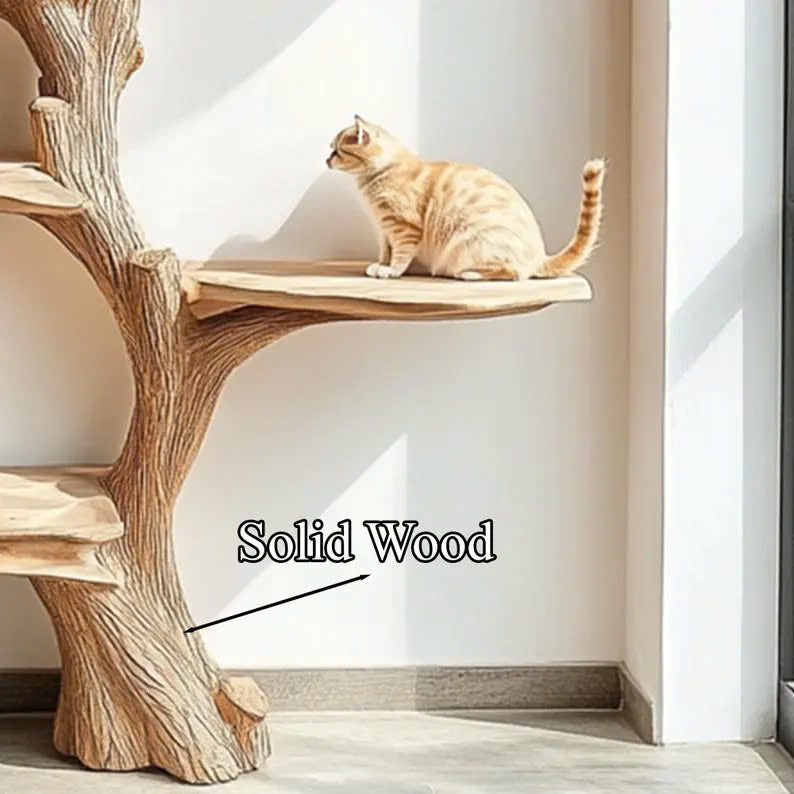 Handmade Wooden Cat Tree Modern Large Climbing Tree Unique SINLTT013