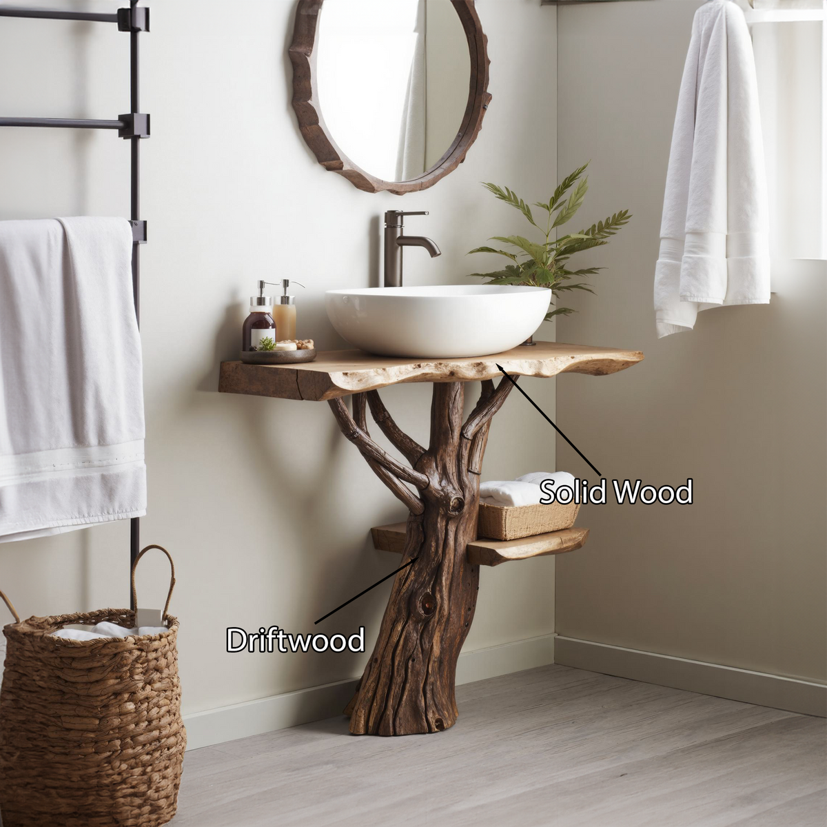 Handcrafted Wooden Vanity Bathroom SILDTBRV021