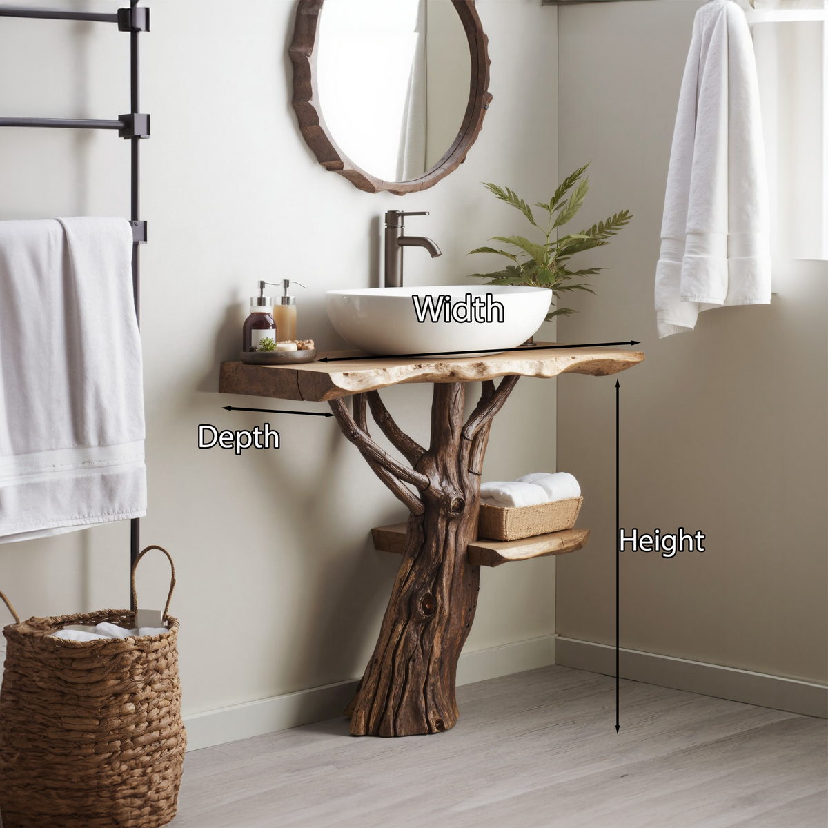 Handcrafted Wooden Vanity Bathroom SILDTBRV021